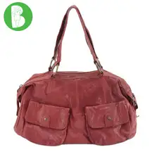 MARC NEW YORK ANDREW MARC RED DISTRESSED LEATHER SHOULDER BAG