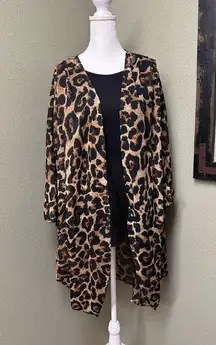 L Love open front cheetah print cardigan