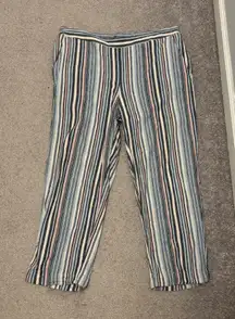 Chico’s Multicolor Vertical Striped Linen Blend Pants