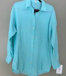 Aqua Button-Up women’s Shirt
