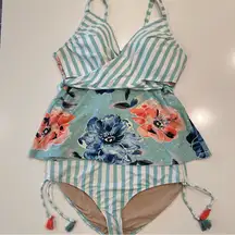 SWIM by Cacique‎ Floral Tankini 2 Piece Swim Set Size 22