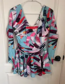 Women's Multicolor Abstract Print One-Piece‎ Swimwear Size Medium NWOT