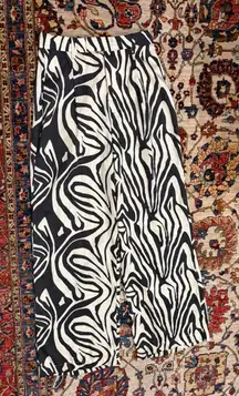 Ronny Kobo Zebra Abstract Wide Leg Pants Women’s Small Black White Satin
