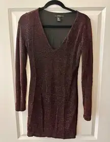 Dark Purple Sparkly Dress Forever 21 Mini long sleeve