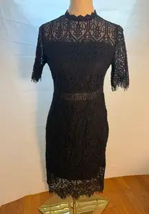 Black Sheath Midi Dress with Crew Neck for Cocktail