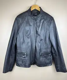 Vintage A.N.A Women’s XL Black Genuine Lambskin Leather Motorcycle Biker Jacket