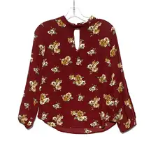 Active USA Floral Blouse Womens S Boho Cottagecore Modest Prairie Slit Sleeve