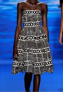 Rare ANTHROPOLOGIE Lattice Ring Dress BY TRACY REESE size Medium black/Creme