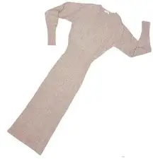 Klesis long sleeve soft cross v neck long sleeve maxi dress tan small body con