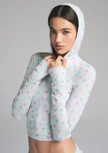 Skims Soft Lounge Zip Up Hoodie in Cloud Candy Heart Print - Medium 