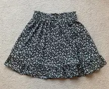 Floral Patterned Green Skirt