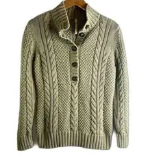 Leo & Nicole Cable Knit 1/4 Button‎ Sweater Size Medium