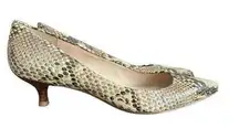 Stuart Weitzman "Poco" 7.5 Mushroom Crystal Snake Leather Kitten Heel Pumps 56-3