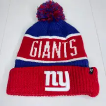 NFL NY New York Giants 47’Brand Winter Pom Pom Beenie Hat one size