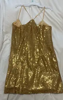 Showpo Gold Sequin Dress Mini
