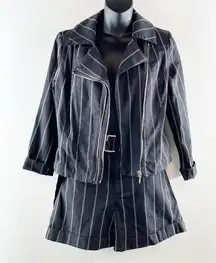 White House Black Market Striped Shorts and Blazer Jacket Set Black 2 / 4