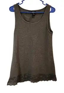 Torrid Sleeveless Gray Knit Scoop Neck Lace Hem Casual Sexy Tank Top Size 1X