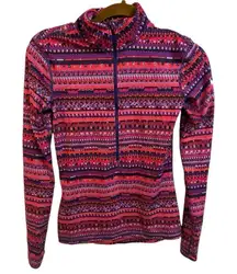 Nike Pro Dri Fit Pink and Purple Aztec Half Zip Long Sleeve