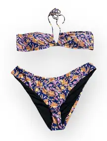 J.Crew 2 Piece Bikini Set Women's Plus 2X Blue Orange Pink Halter NWT