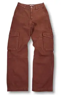 Aritzia TNA Baggy Cargo Pants Rust Red Cotton Utility Style Women's 00