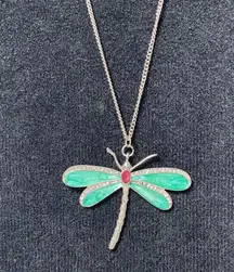 Dragonfly Pendant Necklace With Crystals