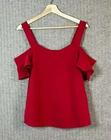 Alya bright red cold shoulder flowy sleeve cutout blouse Size M