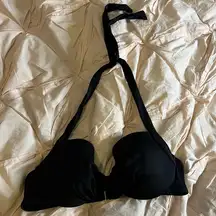 36C black shell halter tie up swim top