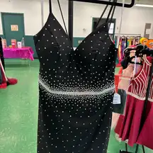 Dancing Queen Black Mini Dress with Silver Accents