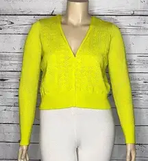 Torrid Size 1 Chartreuse Button Down Pointelle Sweater Cardigan