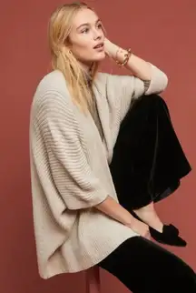 Anthropologie AKEMI + KIN Open Front Kimono Cardigan Beige Neutral Boho One Size