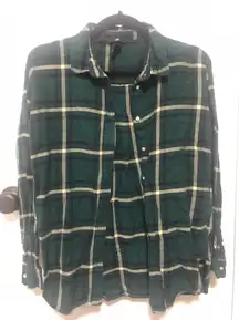 Green Flannel Button Up