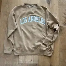 Audrey 3+1 NWOT Tan & White Los Angeles Crewneck