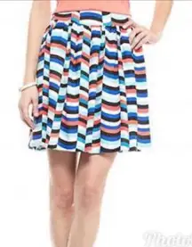 Striped Linen Mini Skirt Full Gathered‎ Nautical Navy Coral Plus Size 16 New