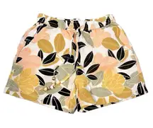 Rachel Zoe 100% Linen Tropical 4 Pocket Elastic Waist Front Tie Pull On Shorts M