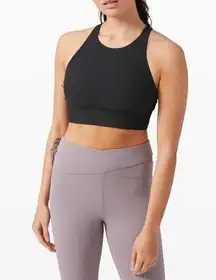 Lululemon Energy High-Neck Longline Black Sports Bra Size 2