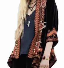 Johnny Was Elim heavily embroidered Velvet draped cardigan/jacket NWT