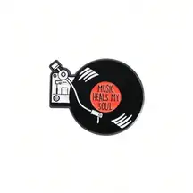 NWT Music Heals My Soul Vinyl Record Shaped Retro Lapel Pin Brooch, Fun Gift! 🎁