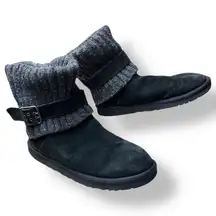 UGG Women Cambridge Sweater Cuff Suede Boots US 9 Cozy Knit Warm Ribbed Black