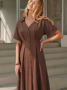 Commense Chocolate Brown Maxi Dress size small