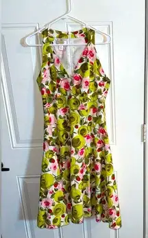 Talbots Petites Size 10 Sleeveless Fit/Flare Floral Midi Dress