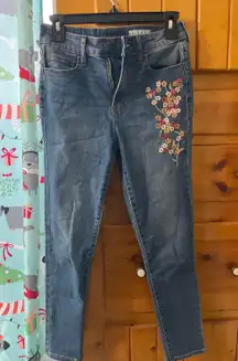 Embroidered Flowers Jeans