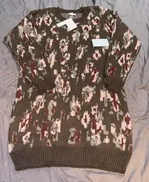 STITCHED DROP FLORAL SWEATER DRESS