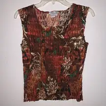 Alberto Makali Floral Sequin Sleeveless Blouse Top