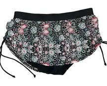 Swim By Cacique Size 16 Swim Bottoms Floral Mesh Ruched Side Swimwear Bikini