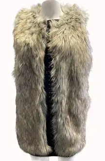 Rachel Zoe Women's Faux Fur Vest Brown/Gray Size M SKU 5746