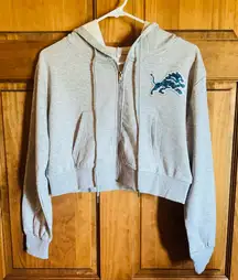 Detroit Lions sweatshirt! NFL gray sequin bedazzled logo hoodie size small!