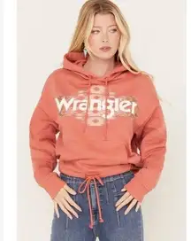Wrangler Coral Wrangler Logo Drawstring Hood Kangaroo Pocket Pullover Hoodie L