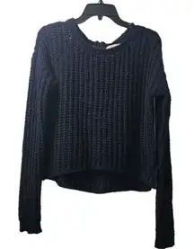 Abercrombie &‎ Fitch Knit Pullover Sweater Half Zip Cropped Black M