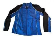 bcg Women's Windbreaker Large Blue and Black Full Zip Lightweight Jacket