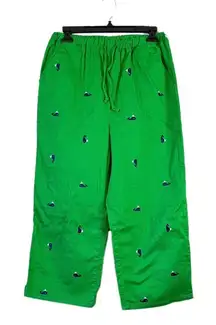 Vintage Green The Quacker Factory Embroidered Whale Capris S